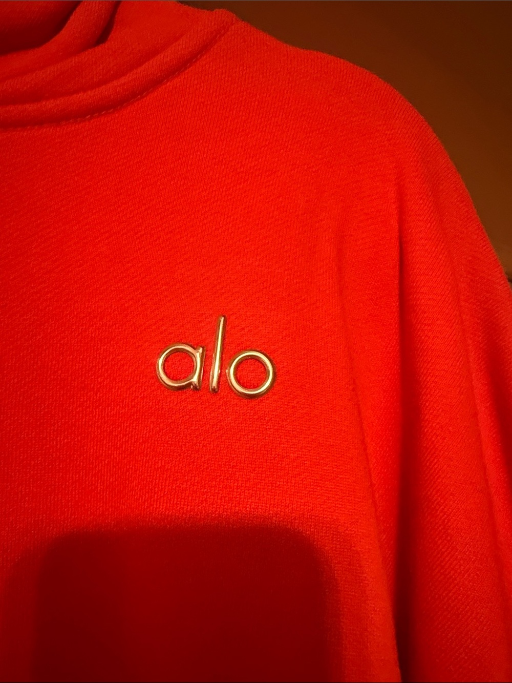 ALO Yoga Woman’s  Crewneck Hoodie in Bright Red - Picture 2 of 6